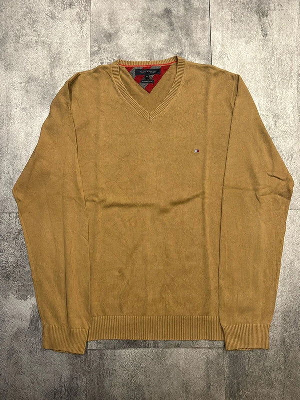 đź›’Pull Tommy Hilfiger XL Col V Couleur Camelđź›’