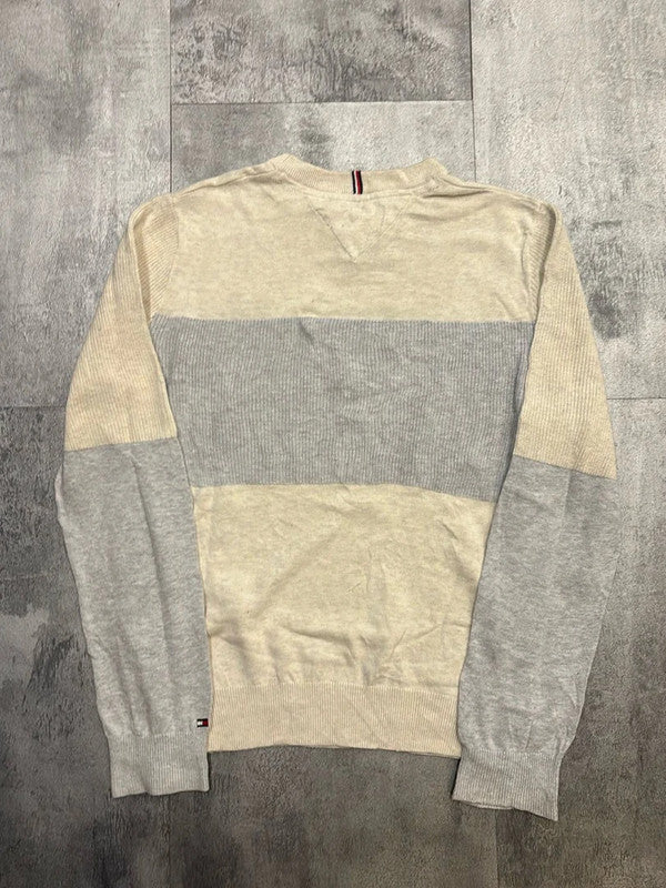 đź›’Pull Tommy Hilfiger Bicolore Beige et Gris Taille Sđź›’