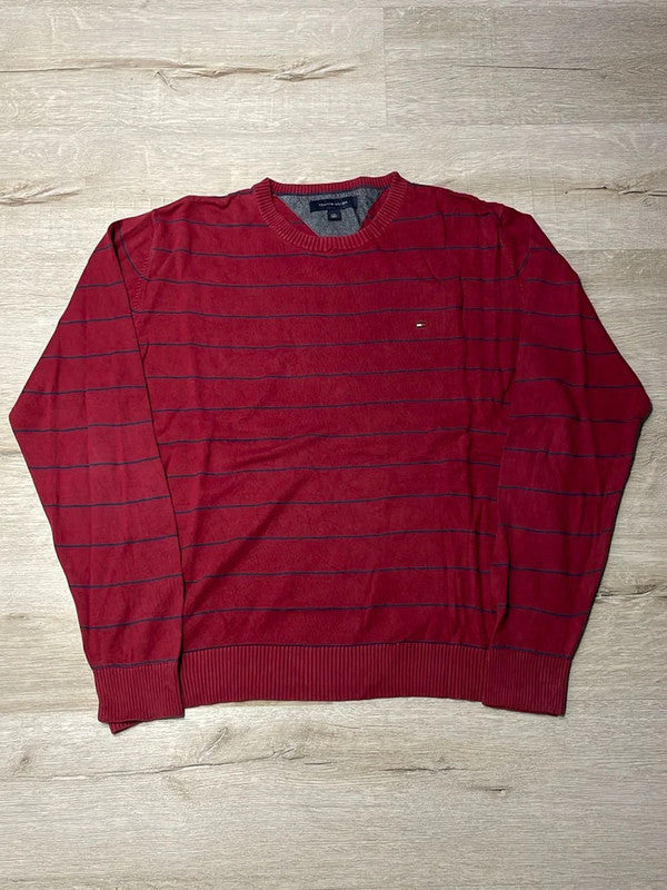 🛒Pull Tommy Hilfiger Rouge Rayé Taille L🛒