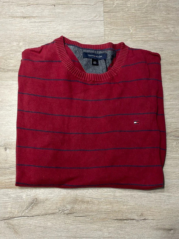 🛒Pull Tommy Hilfiger Rouge Rayé Taille L🛒