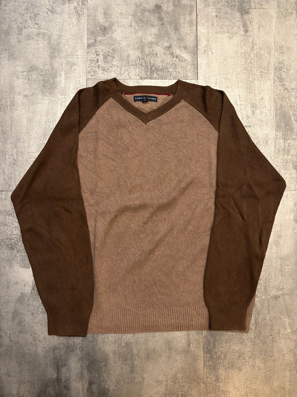 đź›’Pull Tommy Hilfiger Marron Bicolore Taille Lđź›’
