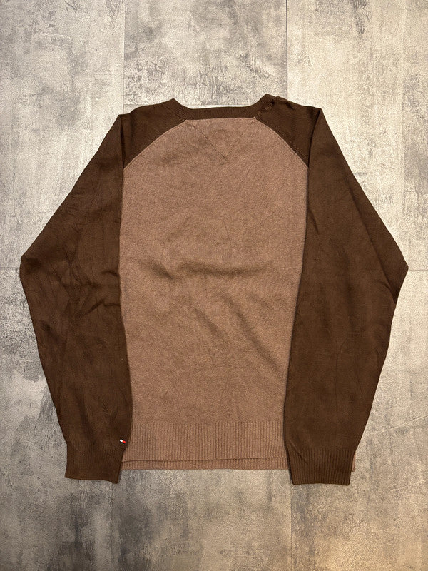 đź›’Pull Tommy Hilfiger Marron Bicolore Taille Lđź›’