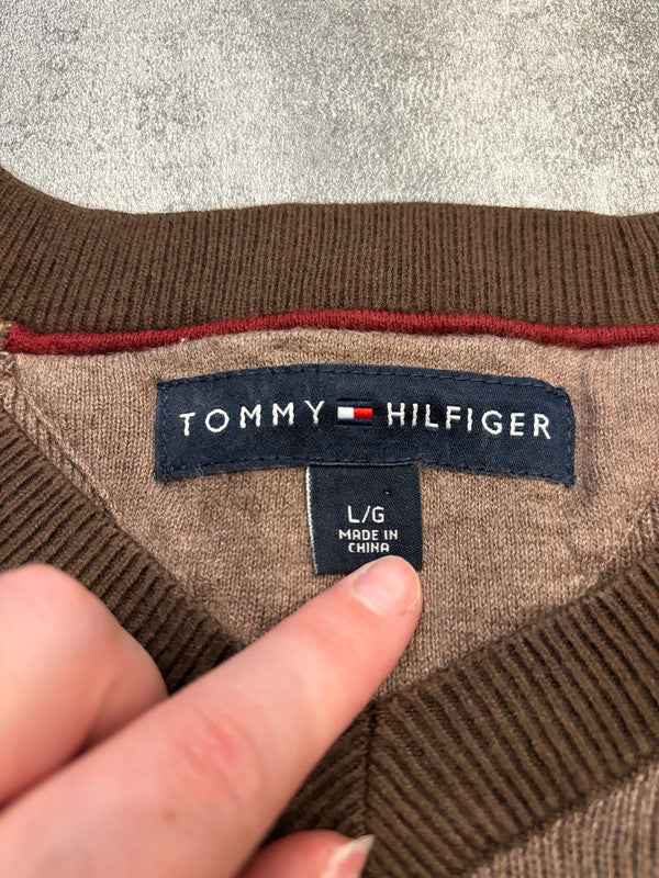 đź›’Pull Tommy Hilfiger Marron Bicolore Taille Lđź›’