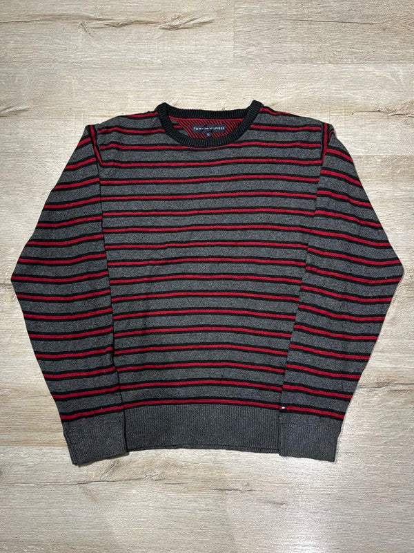 đź›’Pull Tommy Hilfiger XL rayures rouge et grisđź›’