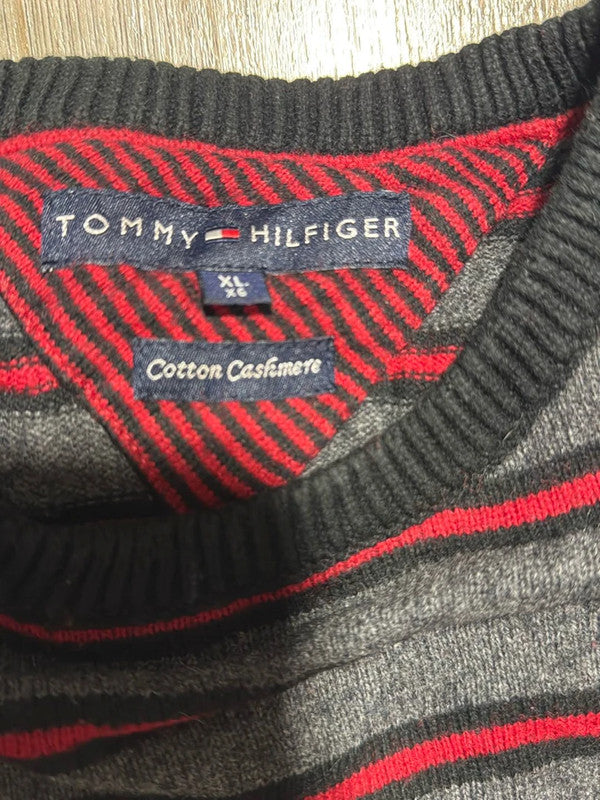 đź›’Pull Tommy Hilfiger XL rayures rouge et grisđź›’