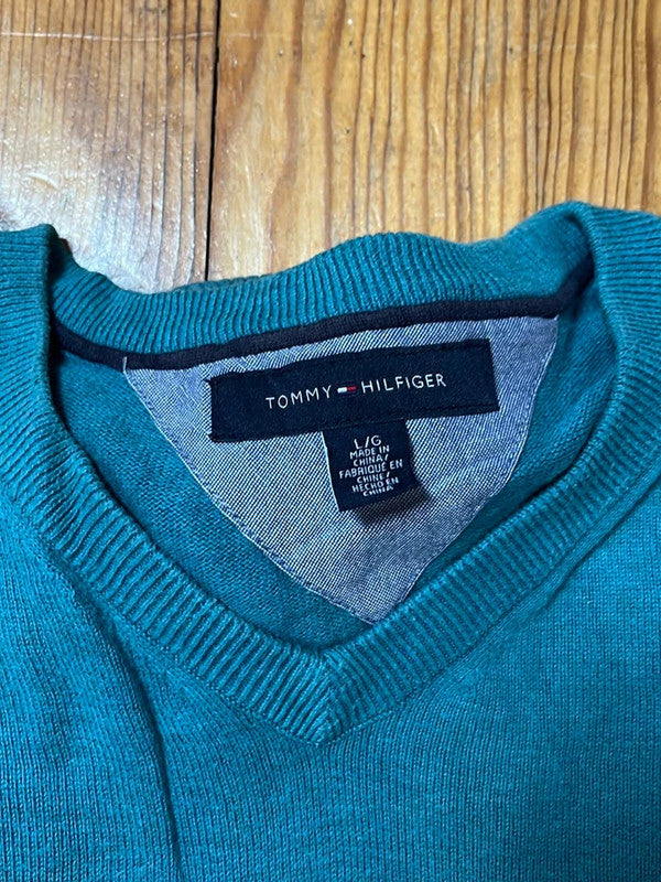 đź›’Pull Tommy Hilfiger Turquoise Taille Lđź›’
