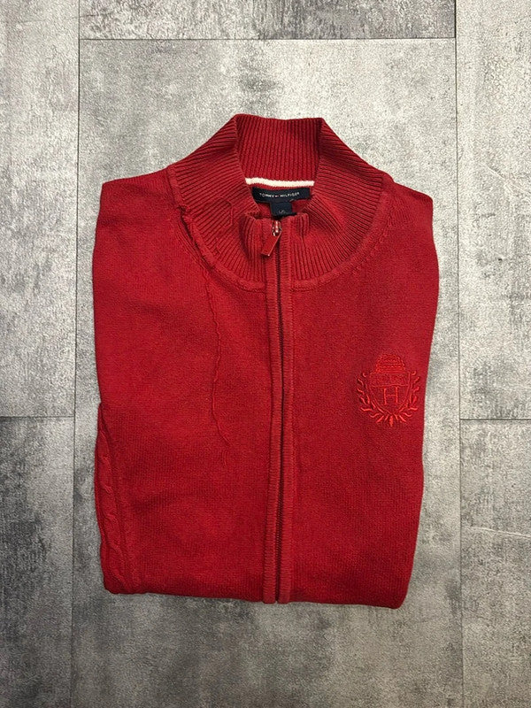 🛒Pull zippé rouge Tommy Hilfiger L🛒
