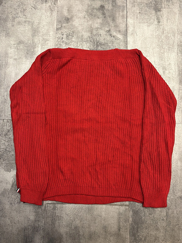 🛒Pull rouge à épaules dénudées Tommy Hilfiger taille L🛒