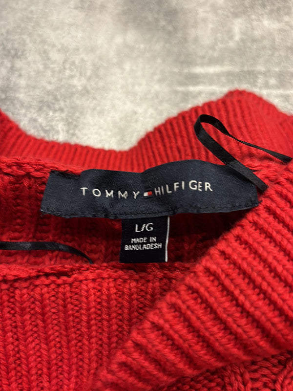 🛒Pull rouge à épaules dénudées Tommy Hilfiger taille L🛒