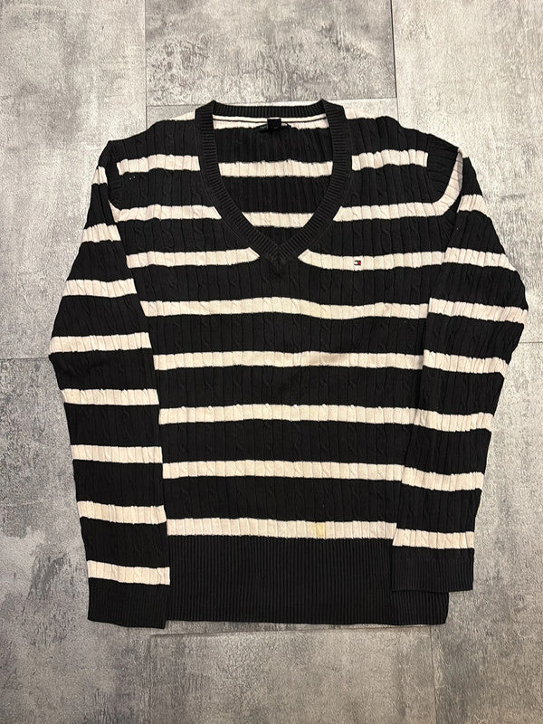 🛒Pull Tommy Hilfiger Rayé Noir et Blanc Taille L🛒
