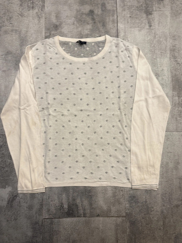 đź›’Pull Tommy Hilfiger Blanc Ă Pois Gris Taille XLđź›’