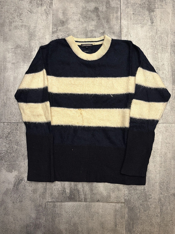 🛒Pull Tommy Hilfiger rayé bleu marine et blanc cassé taille L🛒