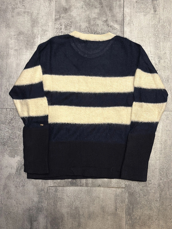 🛒Pull Tommy Hilfiger rayé bleu marine et blanc cassé taille L🛒