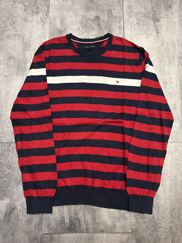 🛒Pull Tommy Hilfiger Rayé Rouge/Bleu Marine Taille L🛒