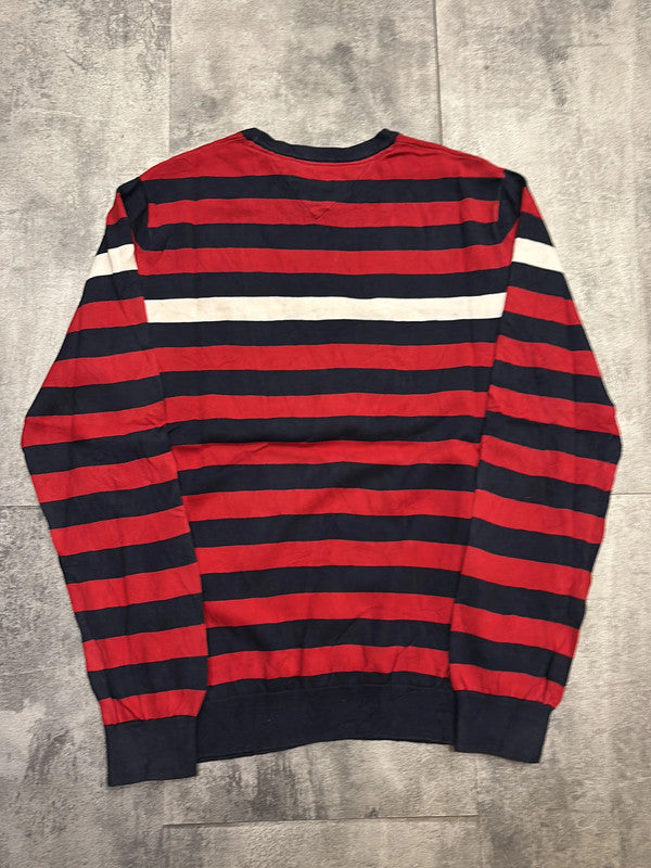 🛒Pull Tommy Hilfiger Rayé Rouge/Bleu Marine Taille L🛒