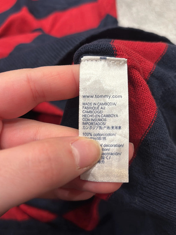 🛒Pull Tommy Hilfiger Rayé Rouge/Bleu Marine Taille L🛒