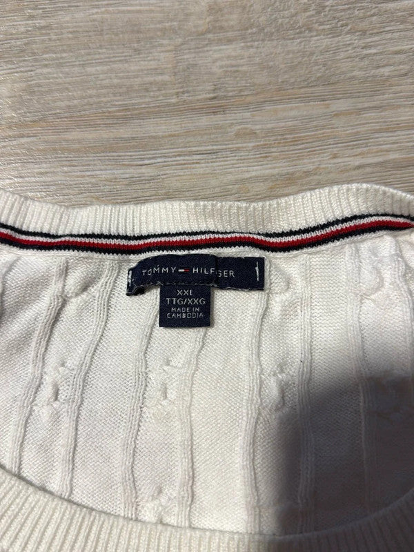 đź›’Pull Tommy Hilfiger Blanc Taille XXLđź›’