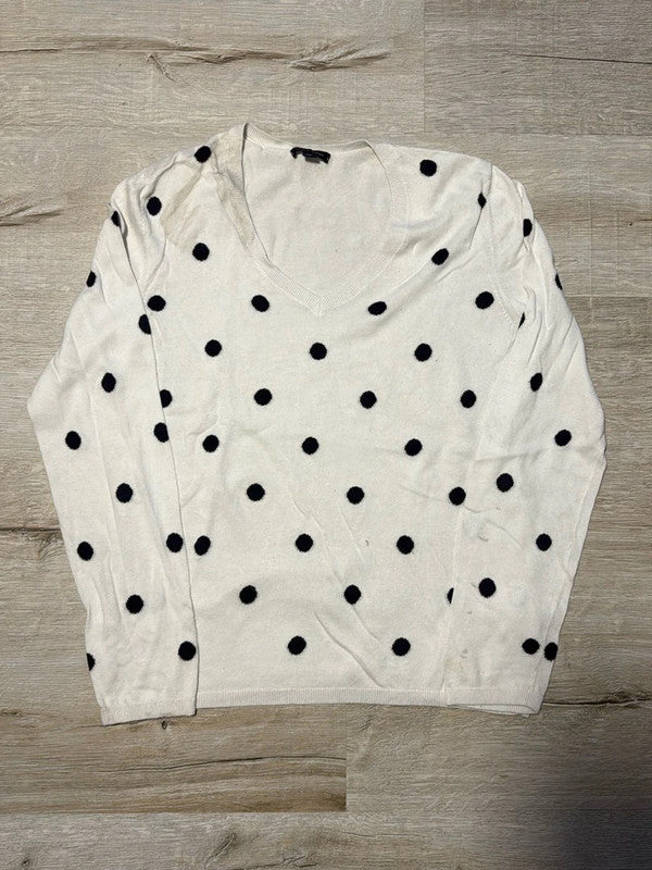 đź›’Pull Tommy Hilfiger Blanc Ă Pois Noirs - Taille Lđź›’