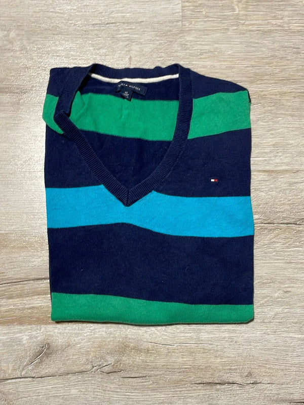 đź›’Pull Tommy Hilfiger XS rayures bleues et vertesđź›’