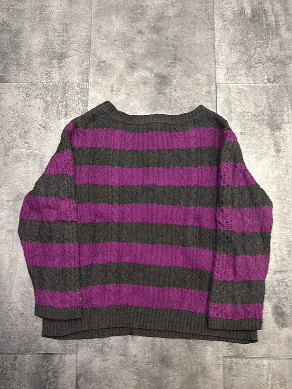 🛒Pull Tommy Hilfiger rayé violet et gris foncé - Taille L🛒