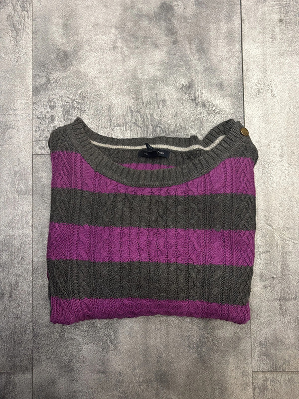 🛒Pull Tommy Hilfiger rayé violet et gris foncé - Taille L🛒