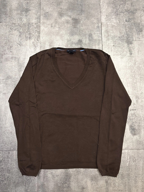 đź›’Pull col V Tommy Hilfiger Marron Taille Lđź›’