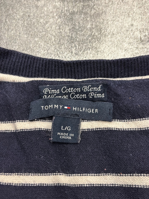 🛒Pull Tommy Hilfiger Rayé Bleu Marine et Blanc Taille L🛒