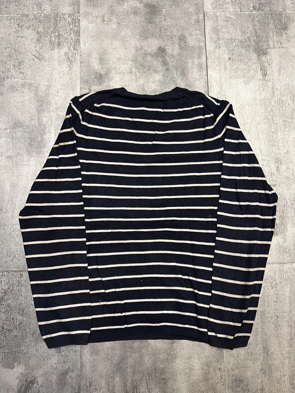 🛒Pull Tommy Hilfiger Rayé Bleu Marine et Blanc Taille L🛒