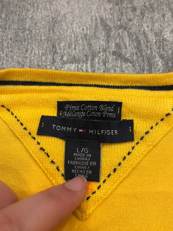 đź›’Pull jaune col V Tommy Hilfiger taille Lđź›’