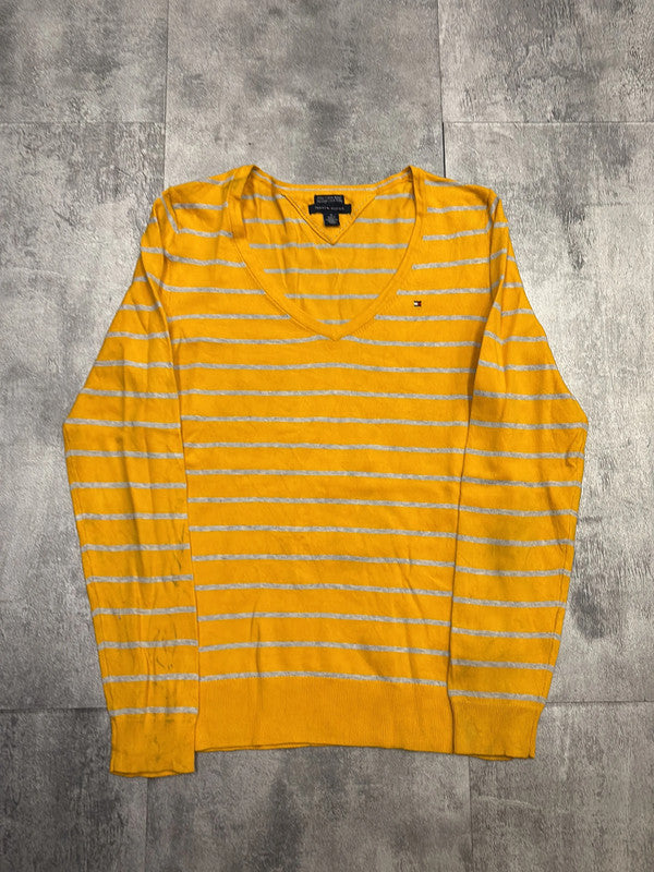 🛒Pull rayé jaune et gris Tommy Hilfiger M🛒