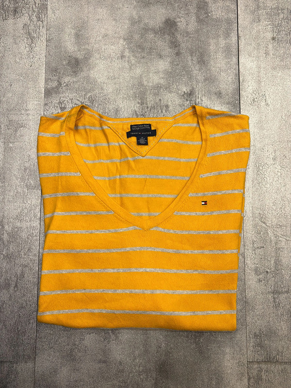 🛒Pull rayé jaune et gris Tommy Hilfiger M🛒