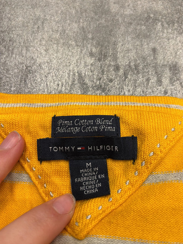 🛒Pull rayé jaune et gris Tommy Hilfiger M🛒