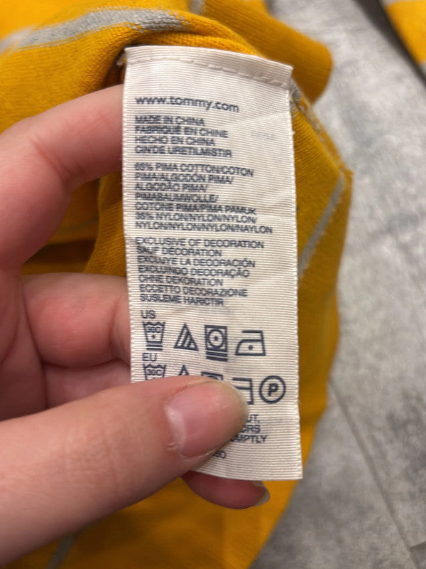 🛒Pull rayé jaune et gris Tommy Hilfiger M🛒
