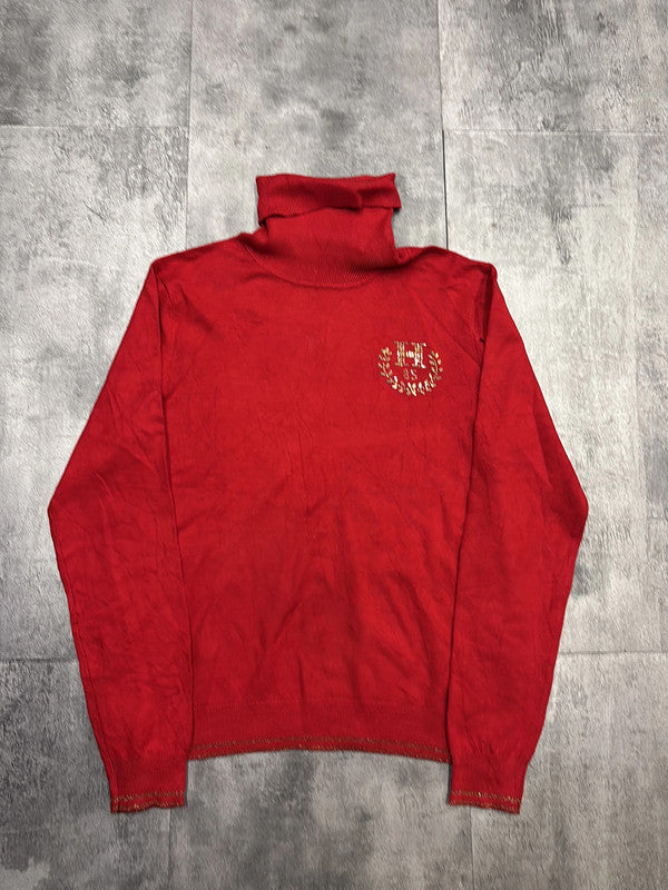 🛒Pull col roulé rouge vif Tommy Hilfiger - Taille L🛒