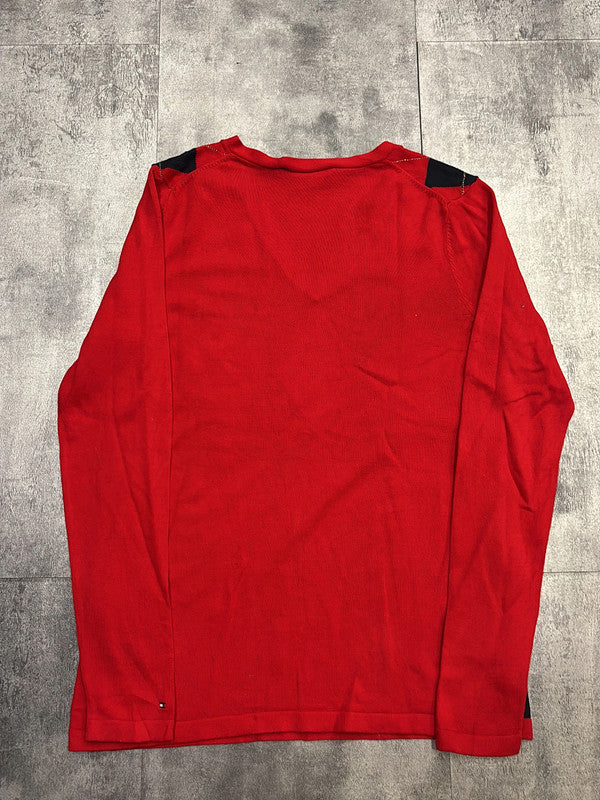 🛒Pull Tommy Hilfiger Rouge et Noir Losanges Dorés M🛒