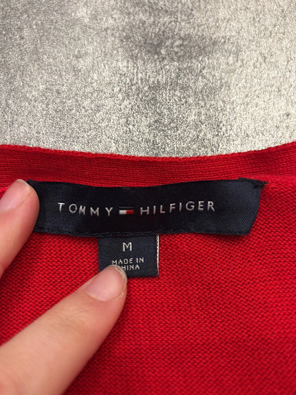 🛒Pull Tommy Hilfiger Rouge et Noir Losanges Dorés M🛒