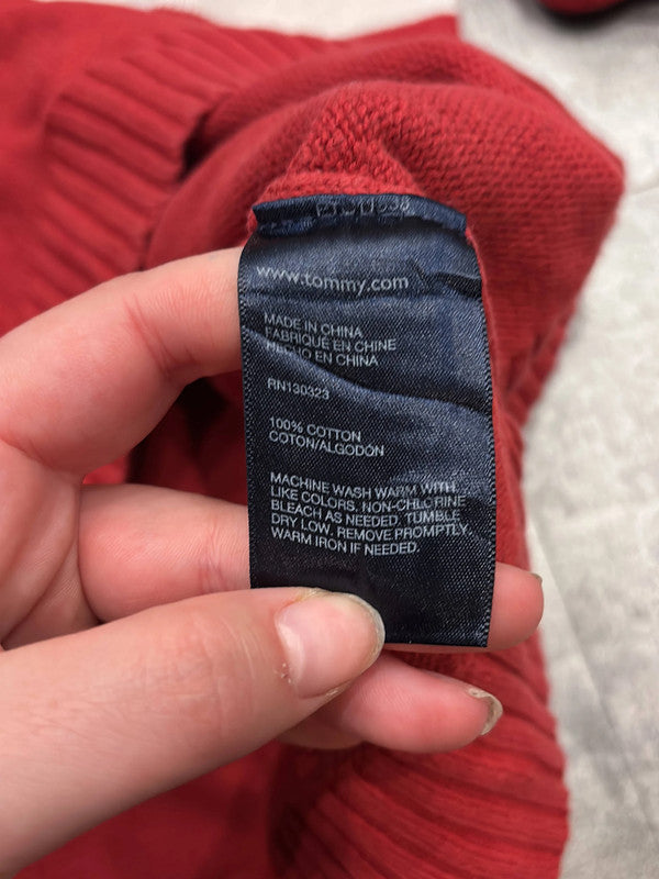 đź›’Pull Tommy Hilfiger Rouge et Bleu Marine Taille Lđź›’