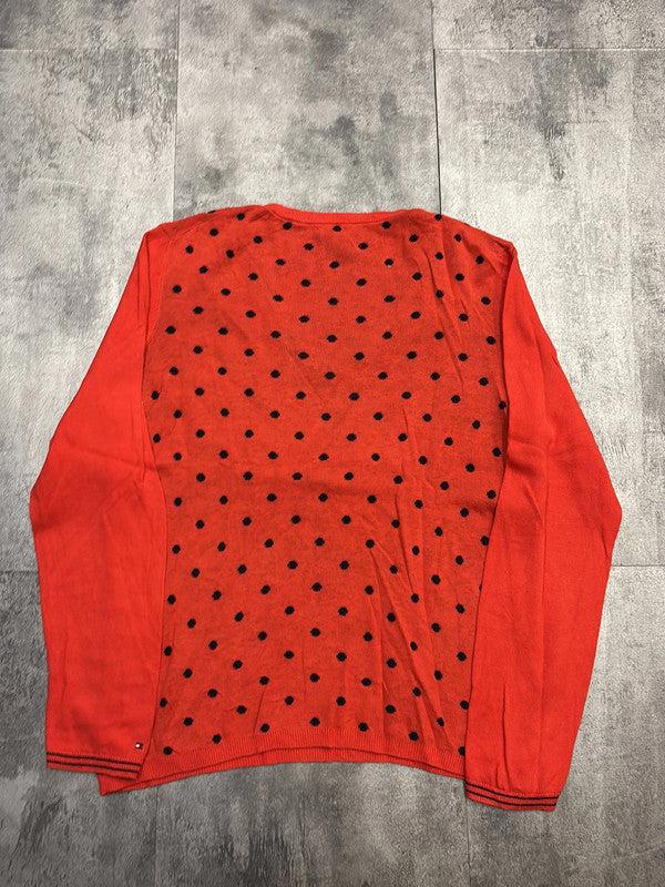 đź›’Pull Tommy Hilfiger rouge Ă pois noirs - Taille Lđź›’