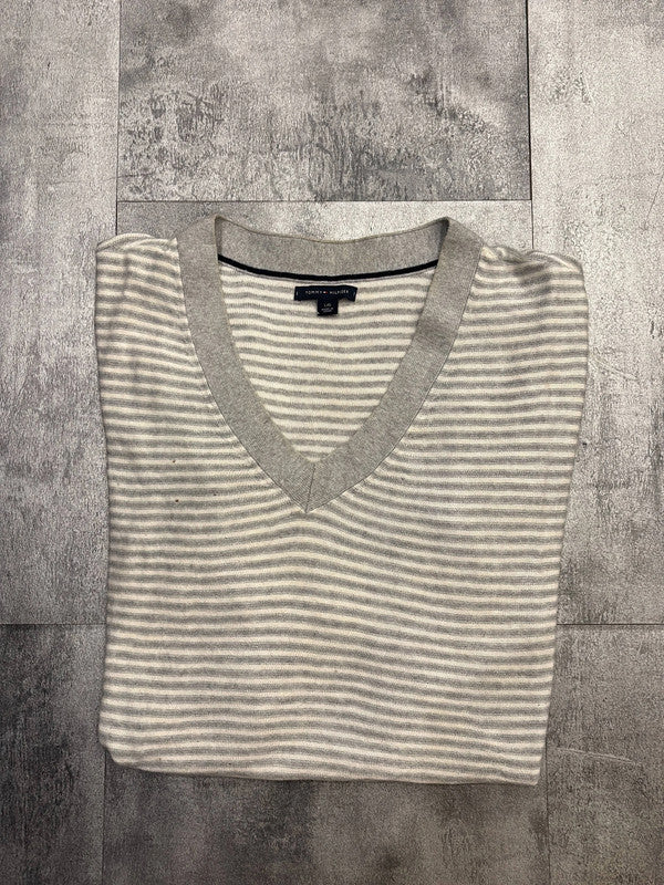 đź›’Pull Tommy Hilfiger rayures grises et blanches Lđź›’