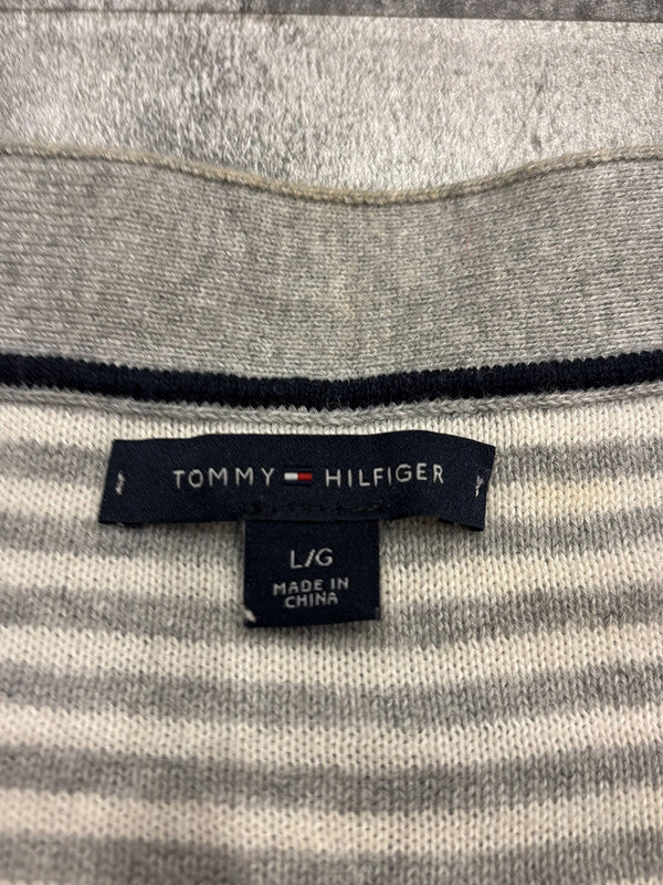 đź›’Pull Tommy Hilfiger rayures grises et blanches Lđź›’