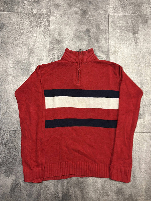 đź›’Pull Tommy Hilfiger Rouge et Bleu Marine Taille Lđź›’
