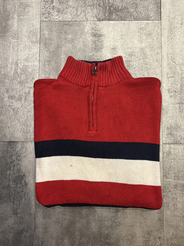 đź›’Pull Tommy Hilfiger Rouge et Bleu Marine Taille Lđź›’