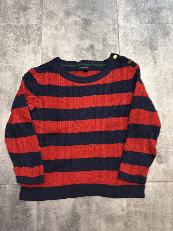 🛒Pull Tommy Hilfiger Rayé Rouge et Bleu Marine Taille L🛒