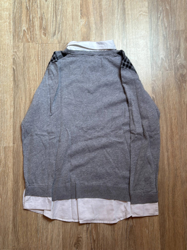 đź›’Pull sans manches gris et noir avec chemise blanche Tommy Hilfiger Sđź›’