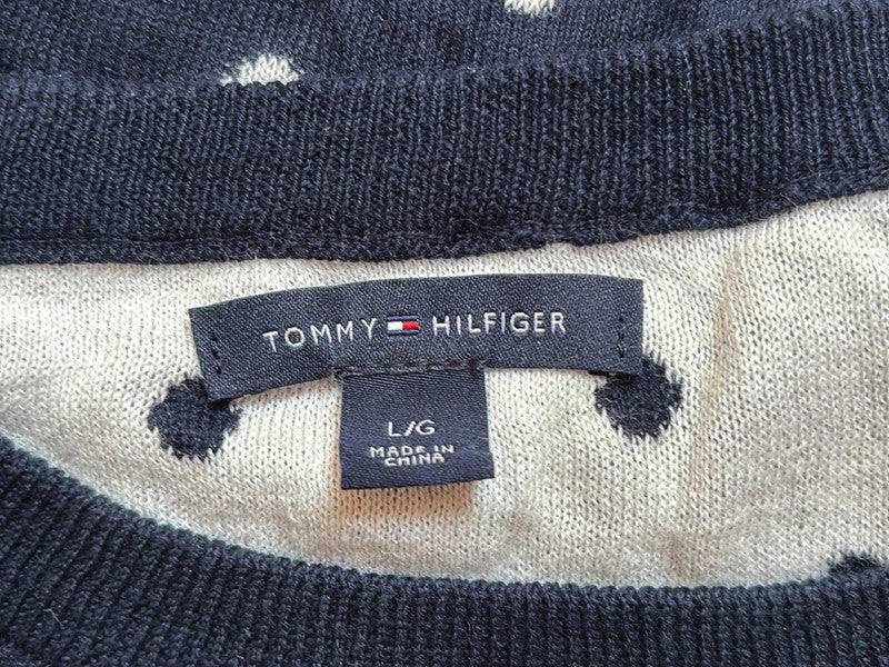 đź›’Pull Tommy Hilfiger Ă pois Noir et Blanc Lđź›’