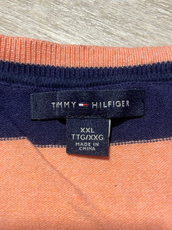 đź›’Pull Tommy Hilfiger XXL rayures Corail/Bleu Marineđź›’