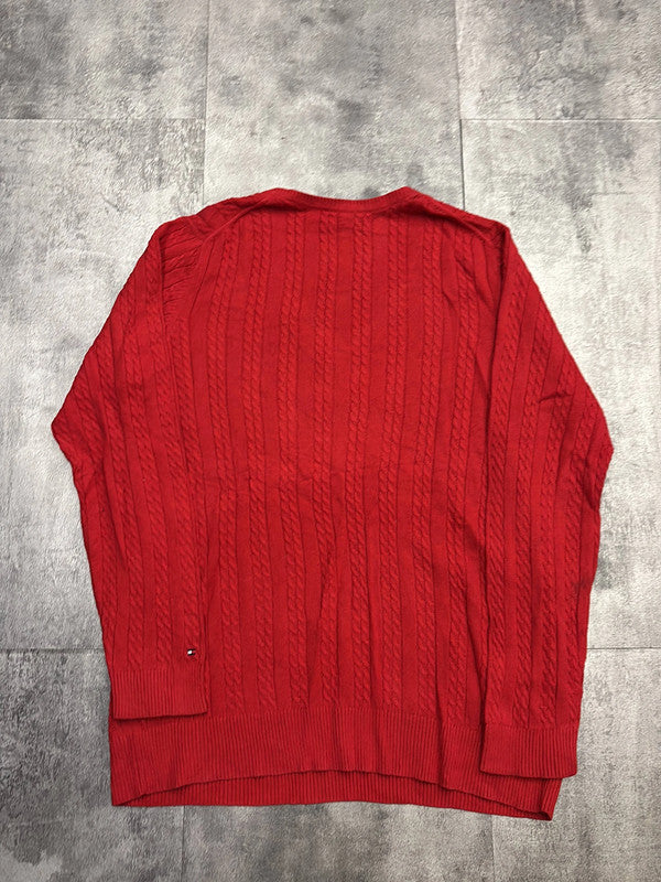 🛒Pull Tommy Hilfiger XL Rouge vif torsadé col V🛒