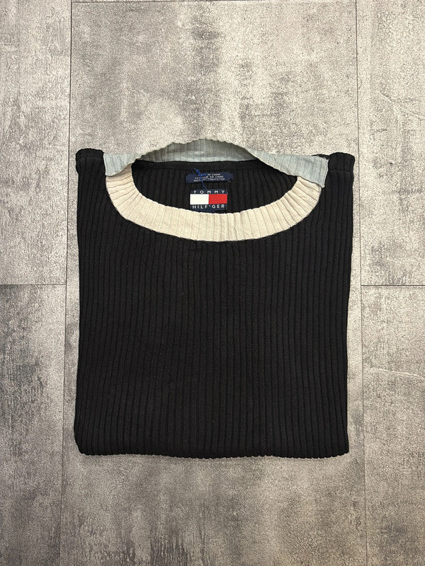 🛒T-shirt Tommy Hilfiger Noir Côtelé L🛒
