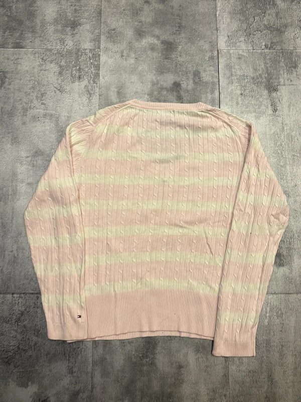 đź›’Pull Tommy Hilfiger Rose et Blanc Taille XLđź›’
