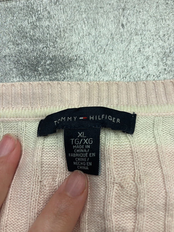 đź›’Pull Tommy Hilfiger Rose et Blanc Taille XLđź›’